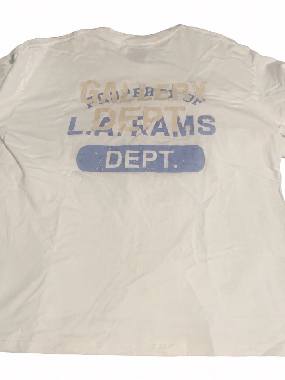 Gallery Dept White Graphic Tee with Light Blue & Beige Print